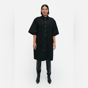 Marimekko MITTA MINI PIIRTO UNIKKO Embrodiered Black Shirt / Dress Size 36